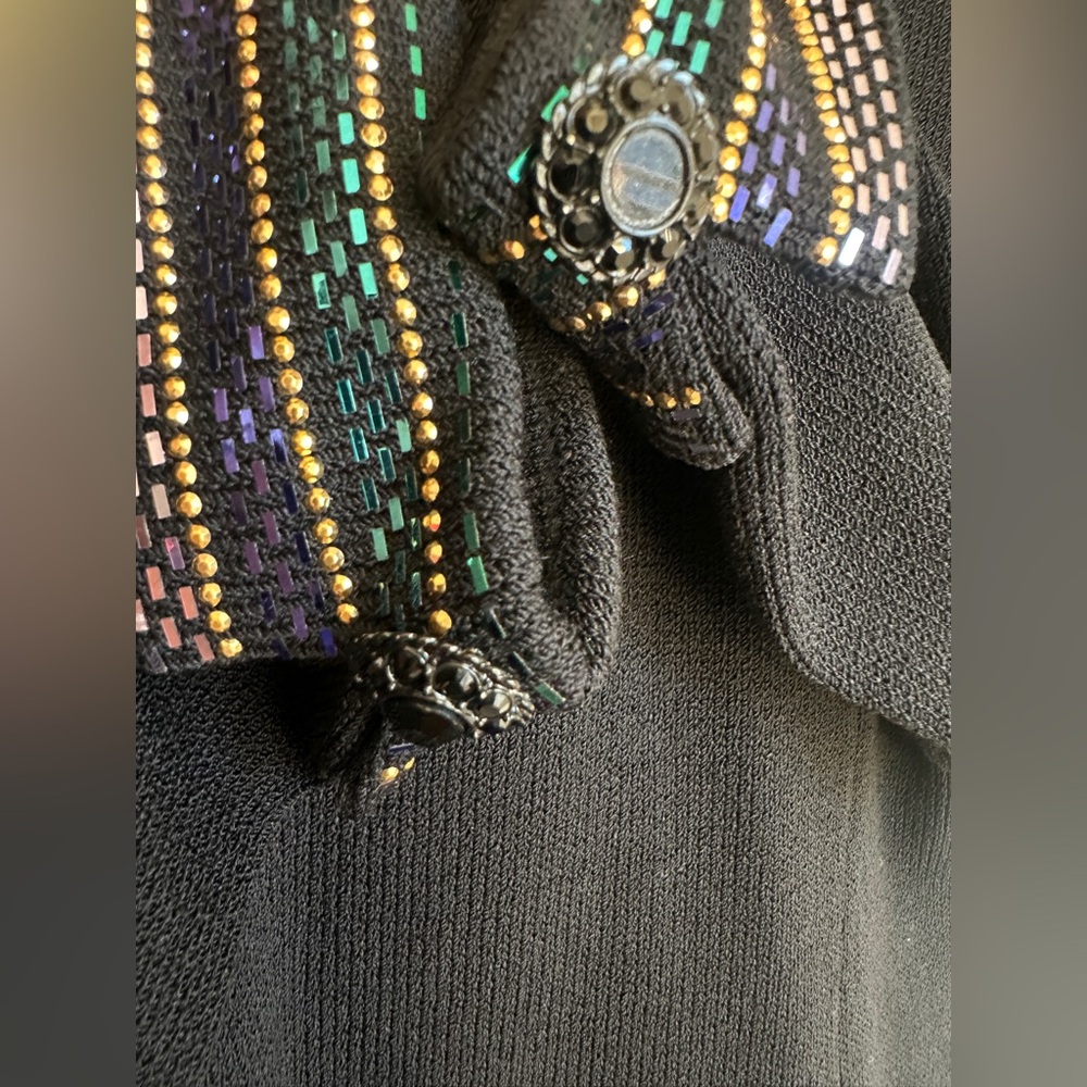 St John Evening Santana Knit jacket with silver Beading size 10 - Picture 8 of 12